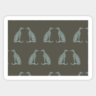 Double Greyhounds - Olive/Aqua Sticker